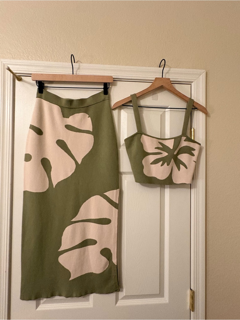 Celandine Monstera Knit Midi Skirt Set from Anthropologie - Picture 3 of 7